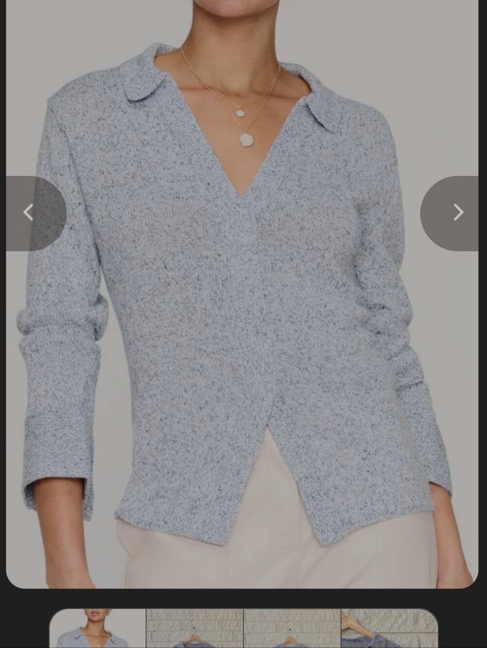 Brochu Walker Light Gray Collared V-Neck Knit Sweater